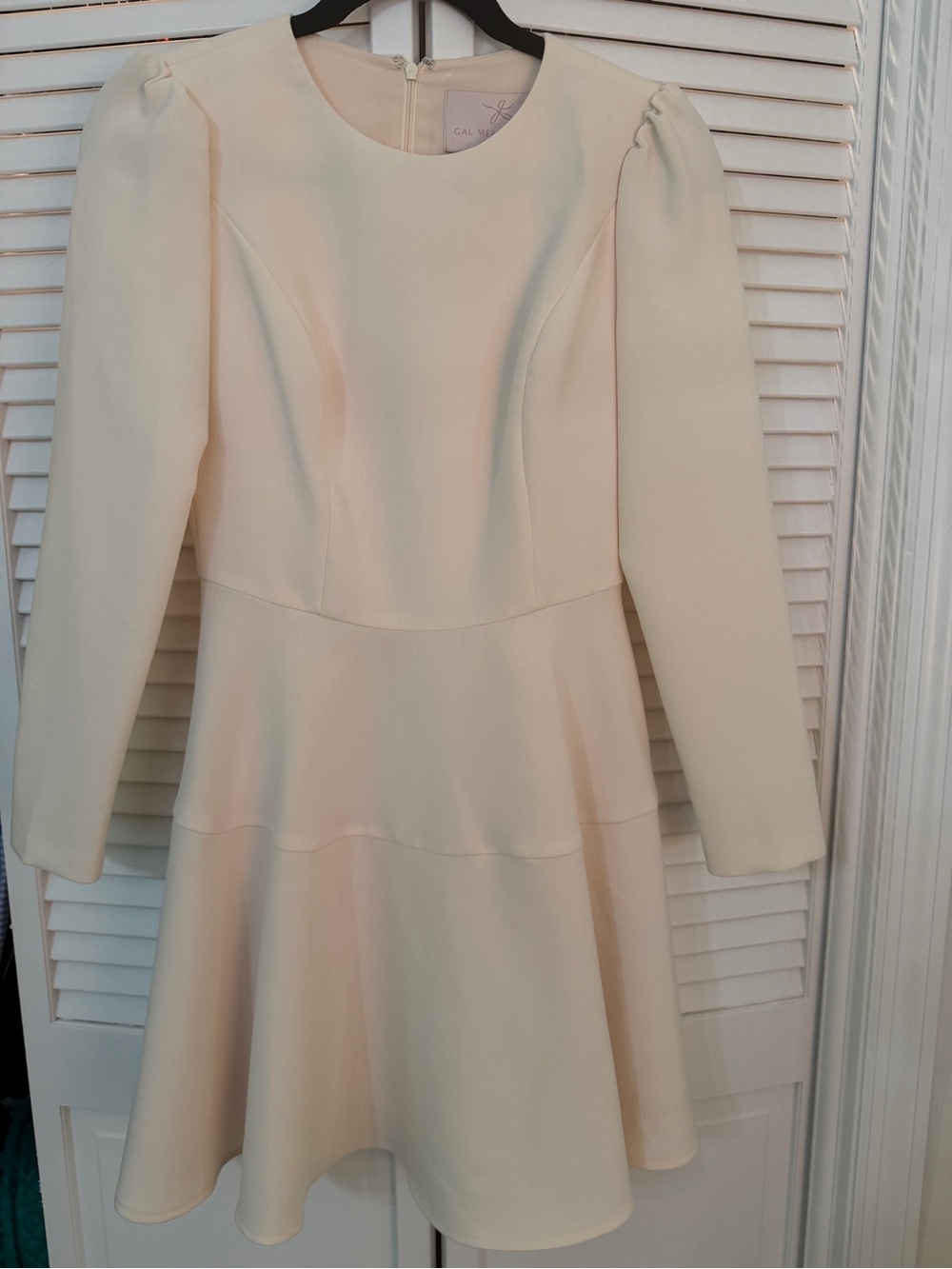 Gal Meets Glam Celeste Ivory Long-Sleeve Fit & Flare Dress - Picture 2 of 7